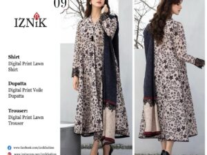 Iznik Bana Dora Lawn Collection 2025 – 100% Original Digital Printed Lawn Suits | Only Rs. 3500 Stitched Dress Price 4500