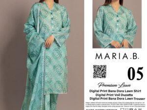 Maria Inspired Lawn Collection 2025 – Digital Printed Shirt & Dupatta – Unstitched 3 Piece –