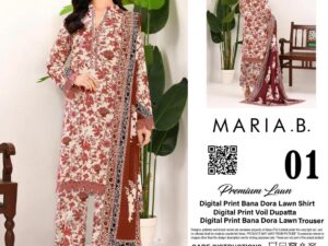Maria Inspired Lawn Collection 2025 – Digital Printed Shirt & Dupatta – Unstitched 3 Piece –