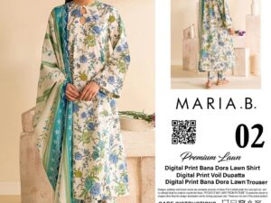 Maria Inspired Lawn Collection 2025 – Digital Printed Shirt & Dupatta – Unstitched 3 Piece –