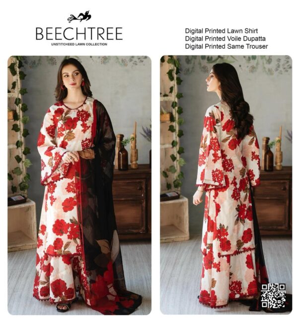 Beechtree Lawn Collection 2025 – Digital Printed Shirt  with Voile Dupatta | Rs. 3500