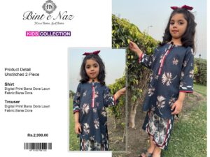 BINT-e-NAZ Kids Lawn 2025 – Bana Dora Shirt & Trouser | Unstitched Rs. 2300 | Stitched Rs. 3000