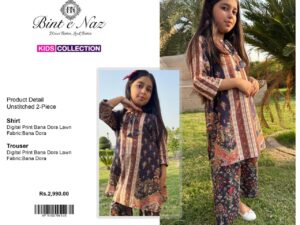 BINT-e-NAZ Kids Lawn 2025 – Bana Dora Shirt & Trouser | Unstitched Rs. 2300 | Stitched Rs. 3000