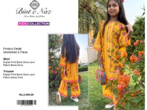 BINT-e-NAZ Kids Lawn 2025 – Bana Dora Shirt & Trouser | Unstitched Rs. 2300 | Stitched Rs. 3000