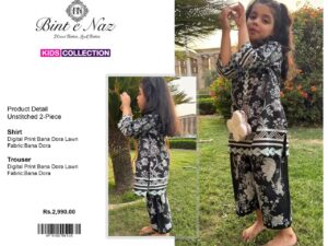 BINT-e-NAZ Kids Lawn 2025 – Bana Dora Shirt & Trouser | Unstitched Rs. 2300 | Stitched Rs. 3000