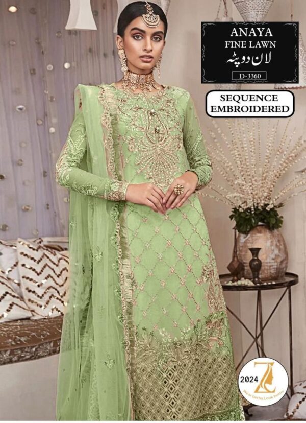 Embroidered Lawn Suit 2025 – Heavy Neck Design with Chiffon Dupatta | Only Rs. 2500