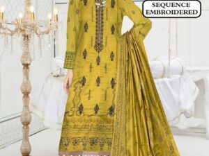 Maria B Embroidered Lawn Suit 2025 – Heavy Neck Design with Chiffon Dupatta | Only Rs. 2500