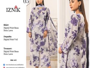 Iznik Bana Dora Lawn Collection Suits Stitched Dress Price 4500