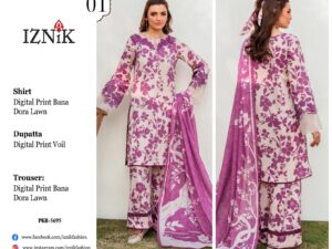 Iznik Bana Dora Lawn Collection Suits Stitched Dress Price 4500