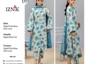 Iznik Bana Dora Lawn Collection Suits Stitched Dress Price 4500