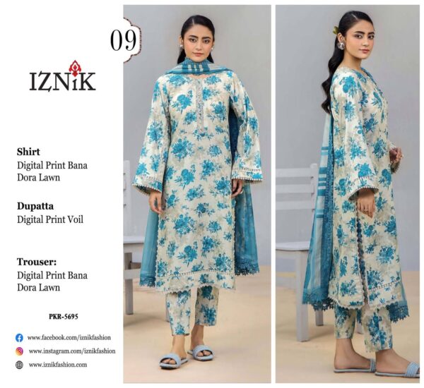 Iznik Bana Dora Lawn Collection Suits Stitched Dress Price 4500