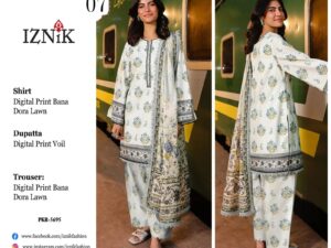 Iznik Bana Dora Lawn Collection 2025 Stitched Dress Price 4500