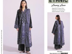 Most Demanding Ethnic Lawn Suit 2025 – Full Digital Printed Shirt, Voile Dupatta, Dyed Trouser