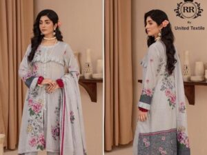 Reet Rang Lawn Suit 2025 – Digital Printed Shirt, Dyed Trouser & Voile Dupatta | Premium 3pc