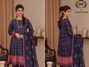 Reet Rang Lawn Suit 2025 – Digital Printed Shirt, Dyed Trouser & Voile Dupatta | Premium 3pc