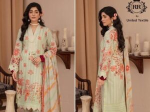 Reet Rang Lawn Suit 2025 – Digital Printed Shirt, Dyed Trouser & Voile Dupatta | Premium 3pc