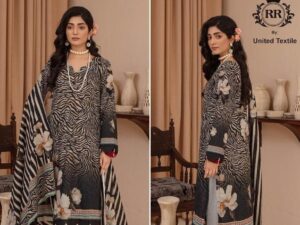 Reet Rang Lawn Suit 2025 – Digital Printed Shirt, Dyed Trouser & Voile Dupatta | Premium 3pc